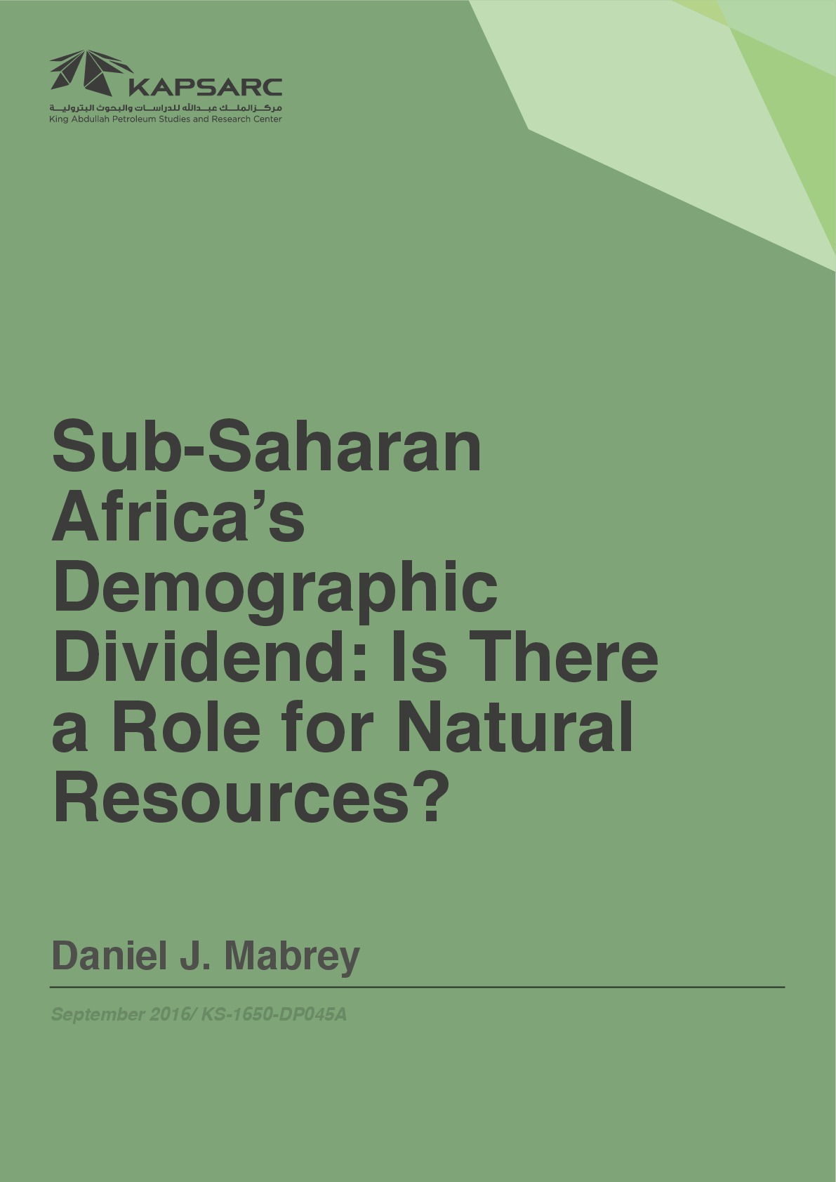 Sub-Saharan Africa’s Demographic Dividend: Is There a Role for Natural Resources? (1)