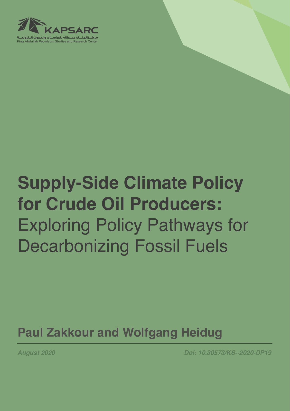 Supply-side Climate Policy for Crude Oil Producers (1)