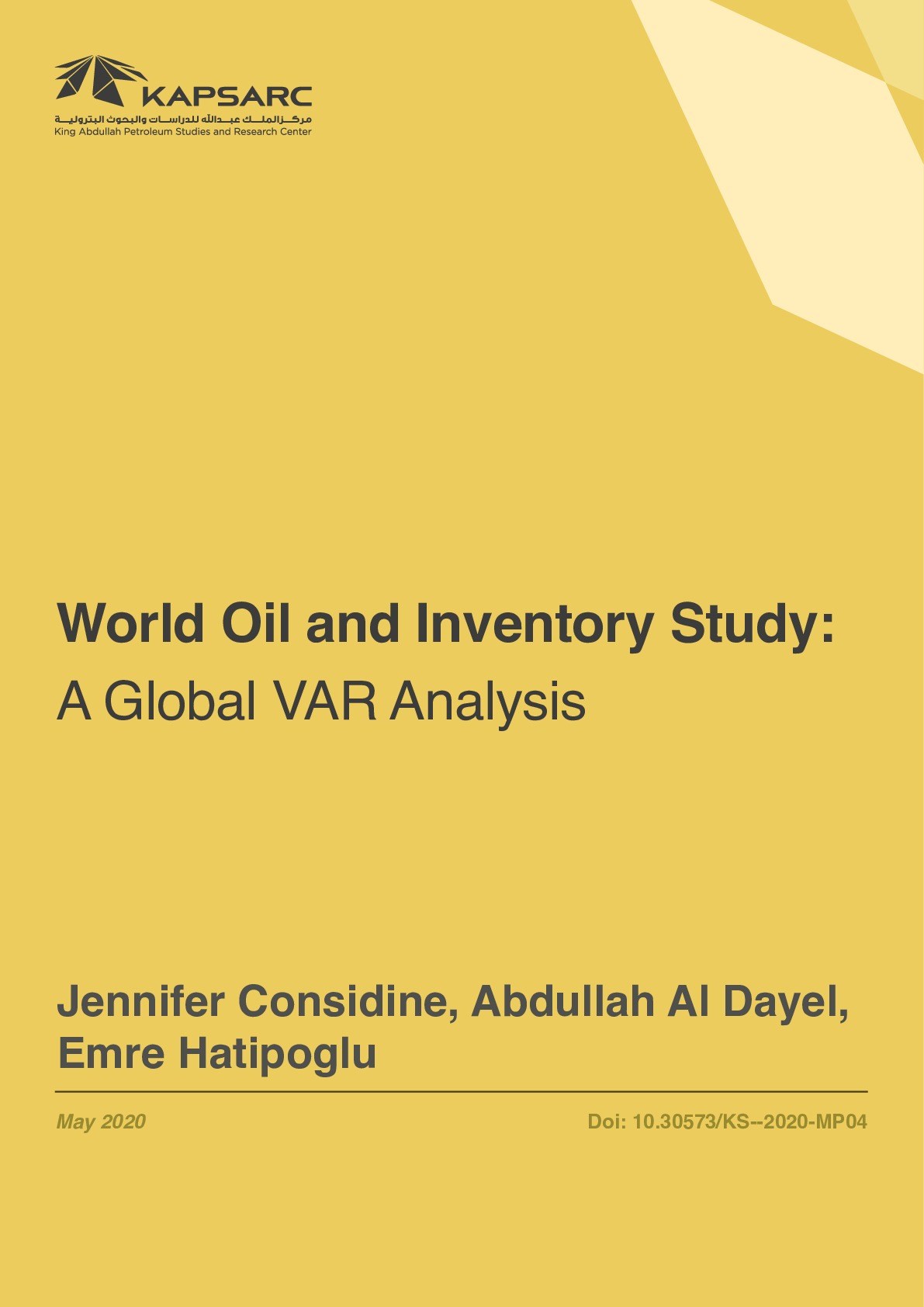 World Oil and Inventory Study: A Global VAR Analysis (1)