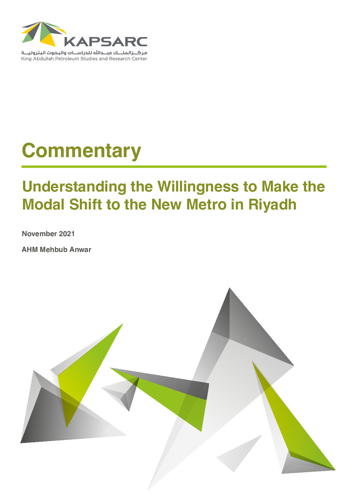 Understanding the Willingness to Make the Modal Shift to the New Metro in Riyadh (1)