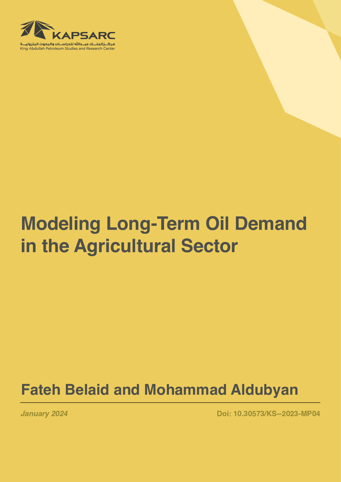 Modeling Long-Term Oil Demand in the Agricultural Sector (1)