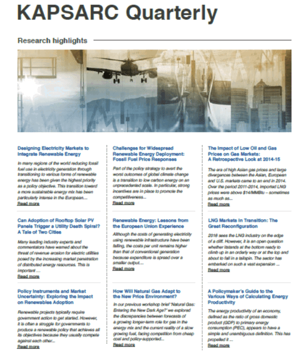  Latest KAPSARC research update focuses on renewables policy (2)