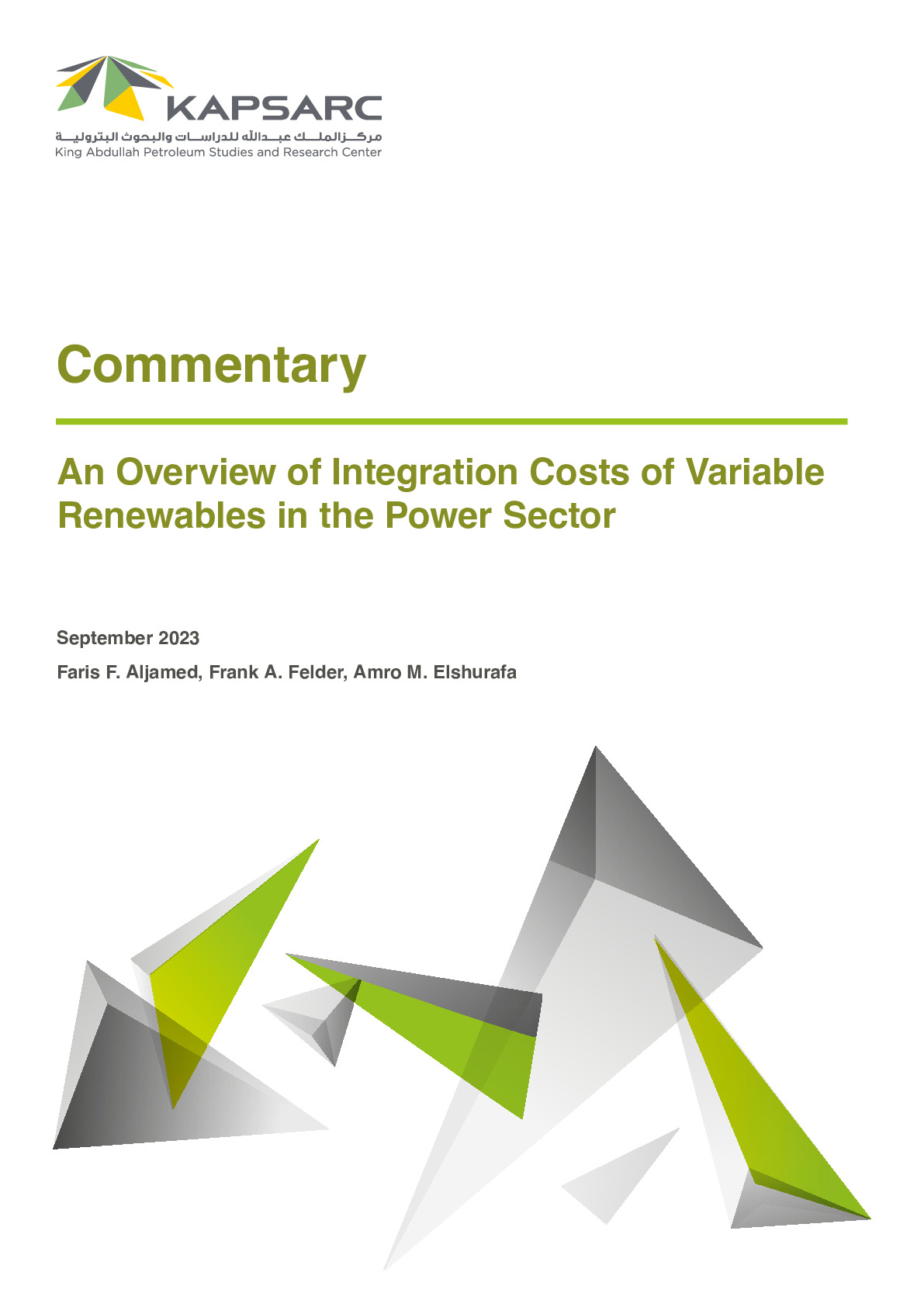 An Overview of Integration Costs of Variable Renewables in the Power Sector (1)