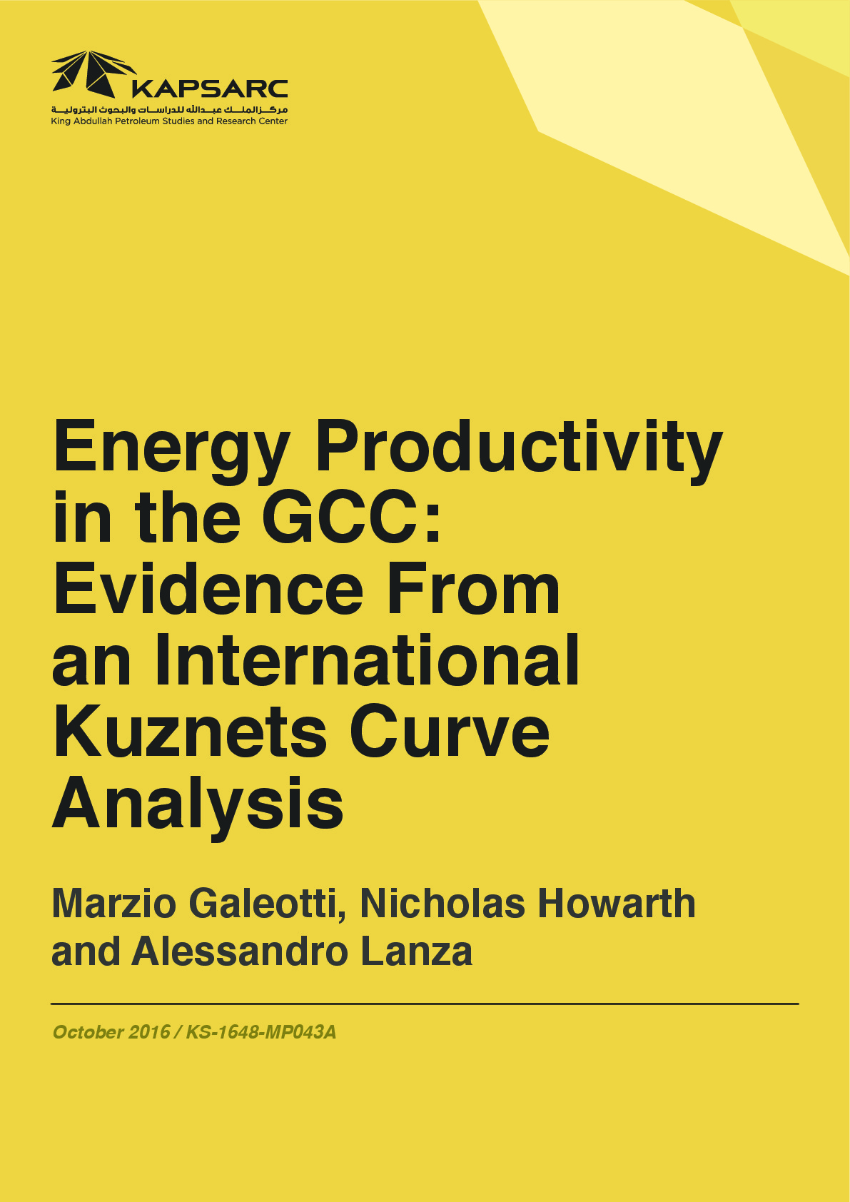 Energy Productivity in the GCC: Evidence From an International Kuznets Curve Analysis (1)