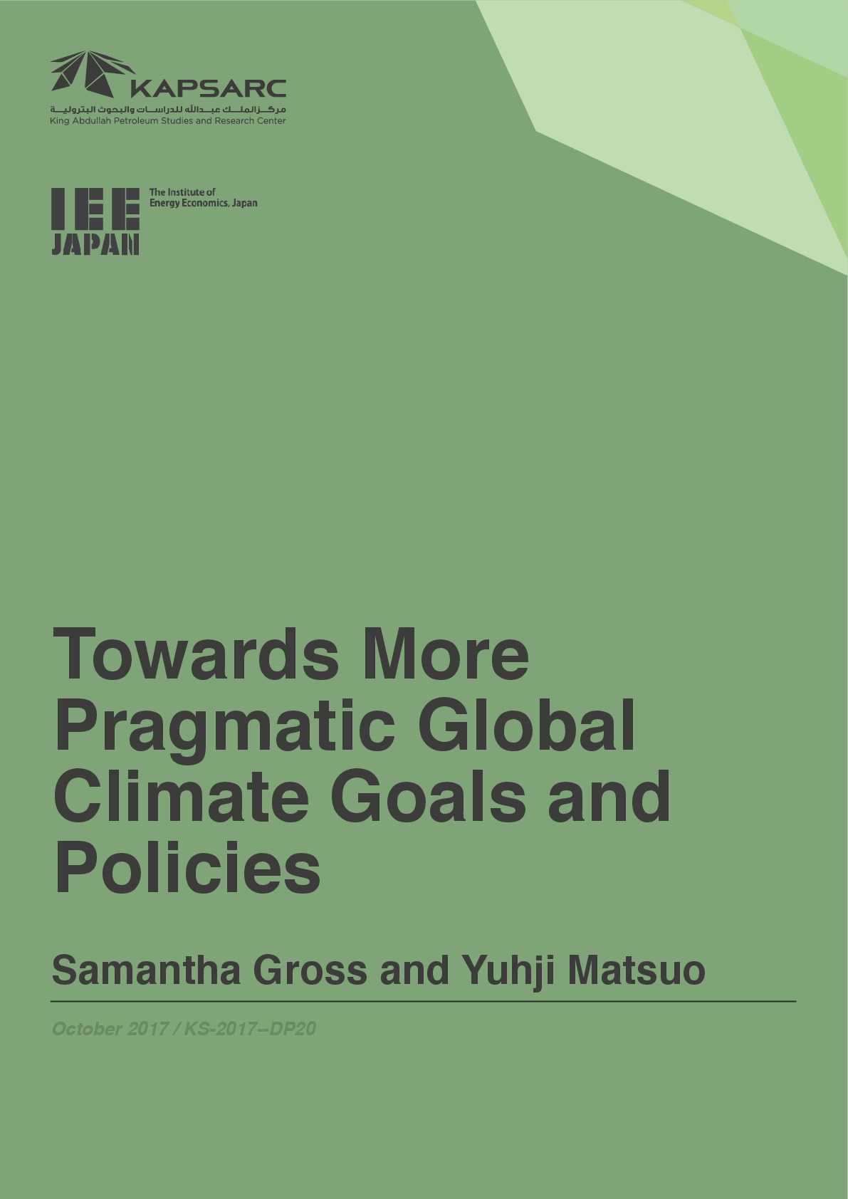 Towards More Pragmatic Global Climate Goals and Policies (1)