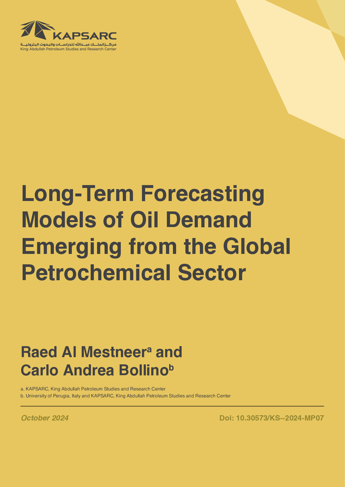 Long-Term Forecasting Models of Oil Demand Emerging from the Global Petrochemical Sector (1)