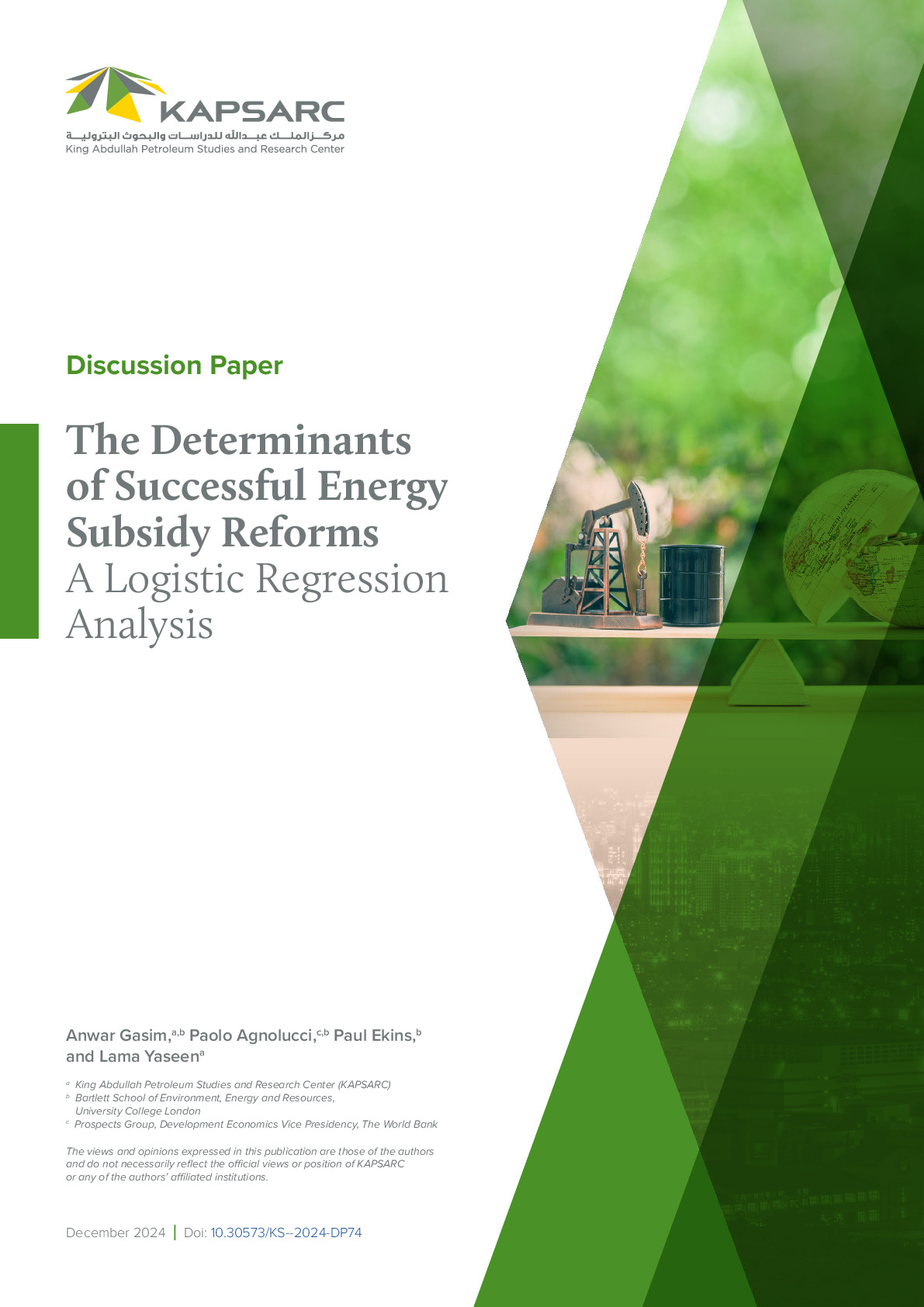 The Determinants of Successful Energy Subsidy Reforms: A Logistic Regression Analysis (1)