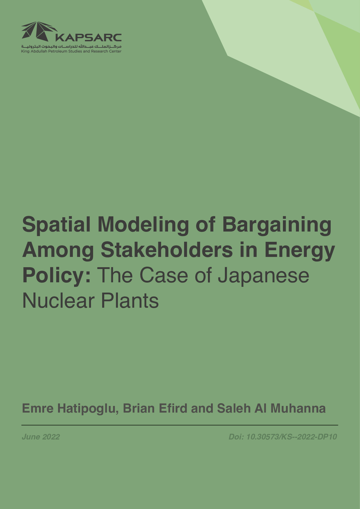 Spatial Modeling of Bargaining Among Stakeholders in Energy Policy: The Case of Japanese Nuclear Plants (1)