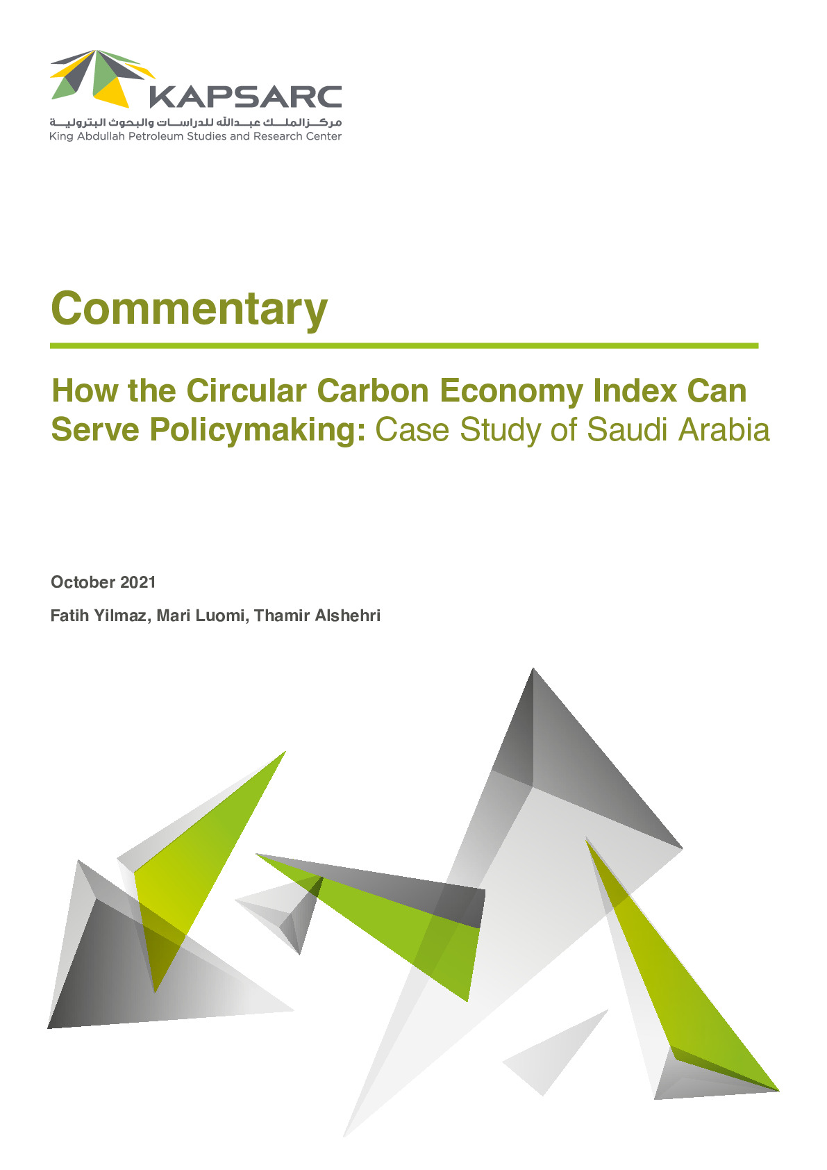 How the Circular Carbon Economy Index Can Serve Policymaking: Case Study of Saudi Arabia (1)