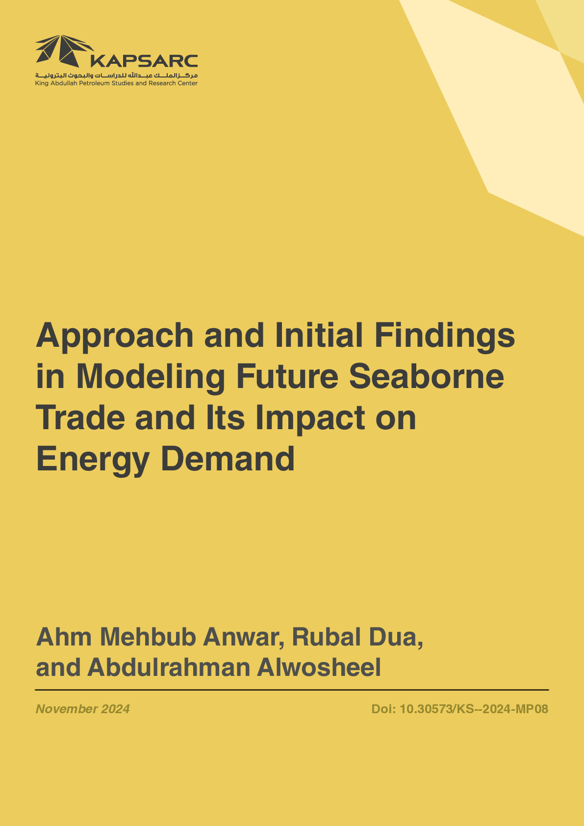 Approach and Initial Findings in Modeling Future Seaborne Trade and Its Impact on Energy Demand (1)