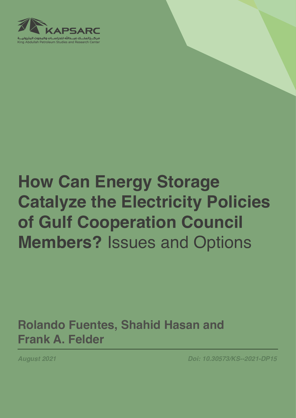 How Can Energy Storage Catalyze the Electricity Policies of Gulf Cooperation Council Members? Issues and Options (1)