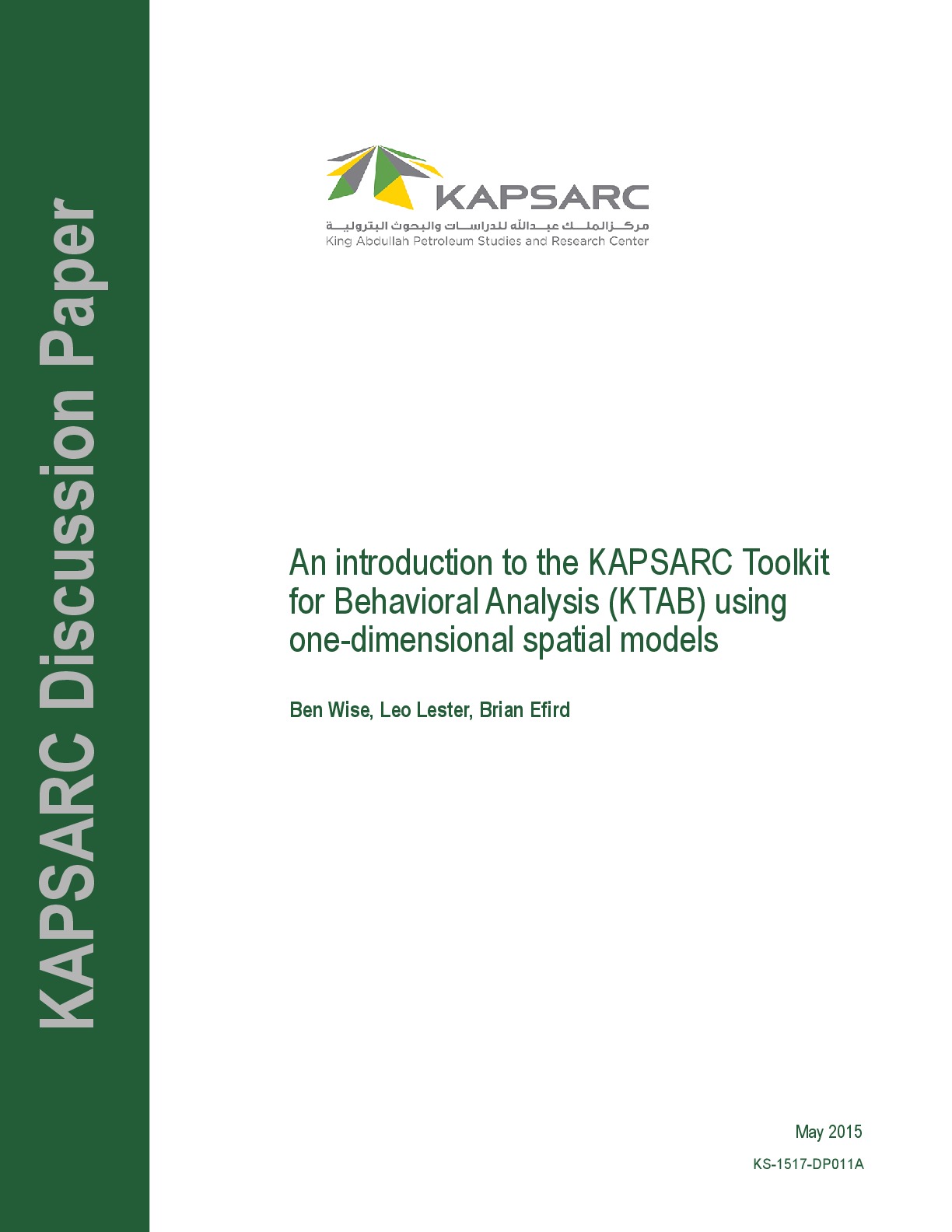 An Introduction to the KAPSARC Toolkit for Behavioral Analysis (KTAB) (1)