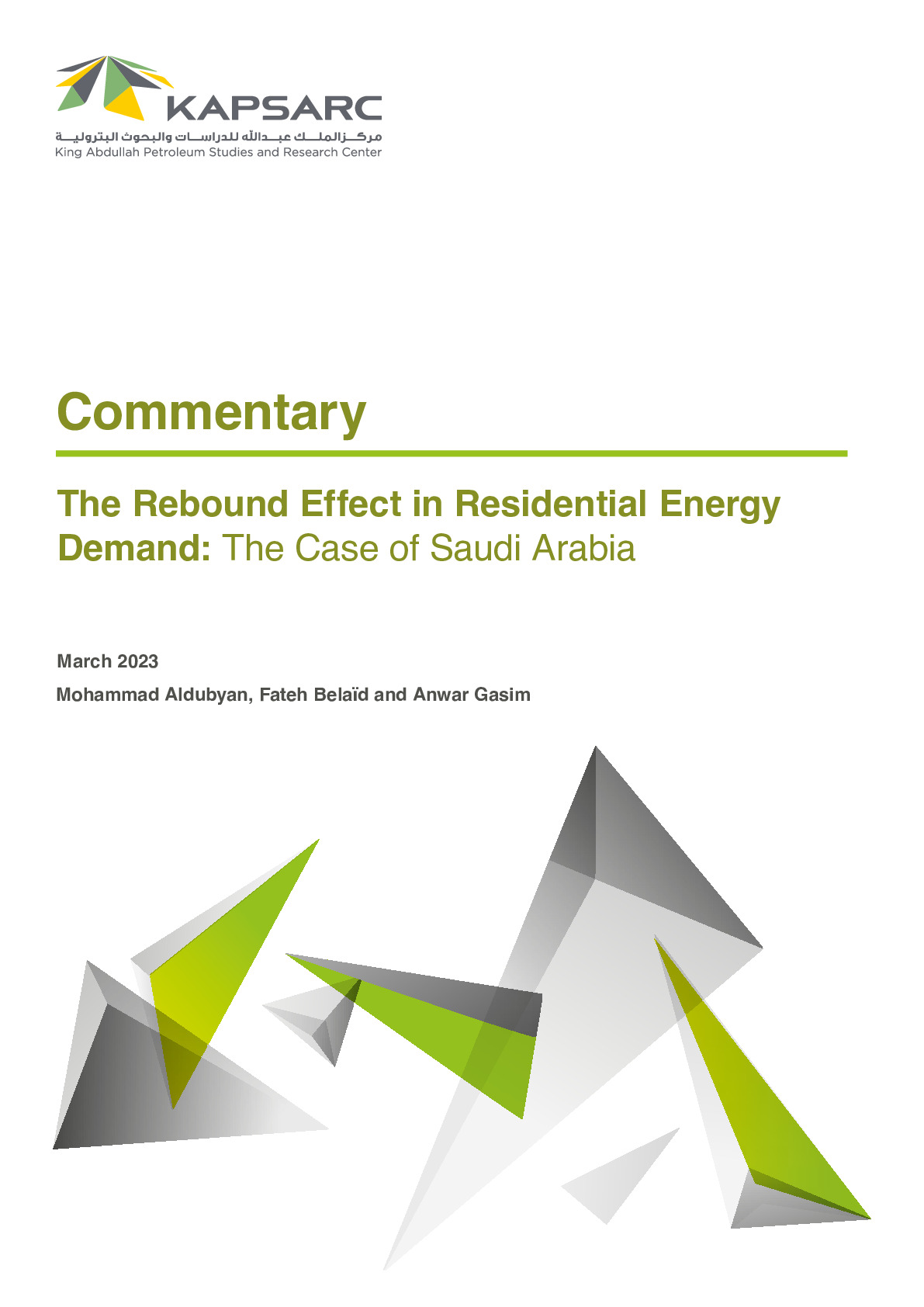 The Rebound Effect in Residential Energy Demand: The Case of Saudi Arabia (1)