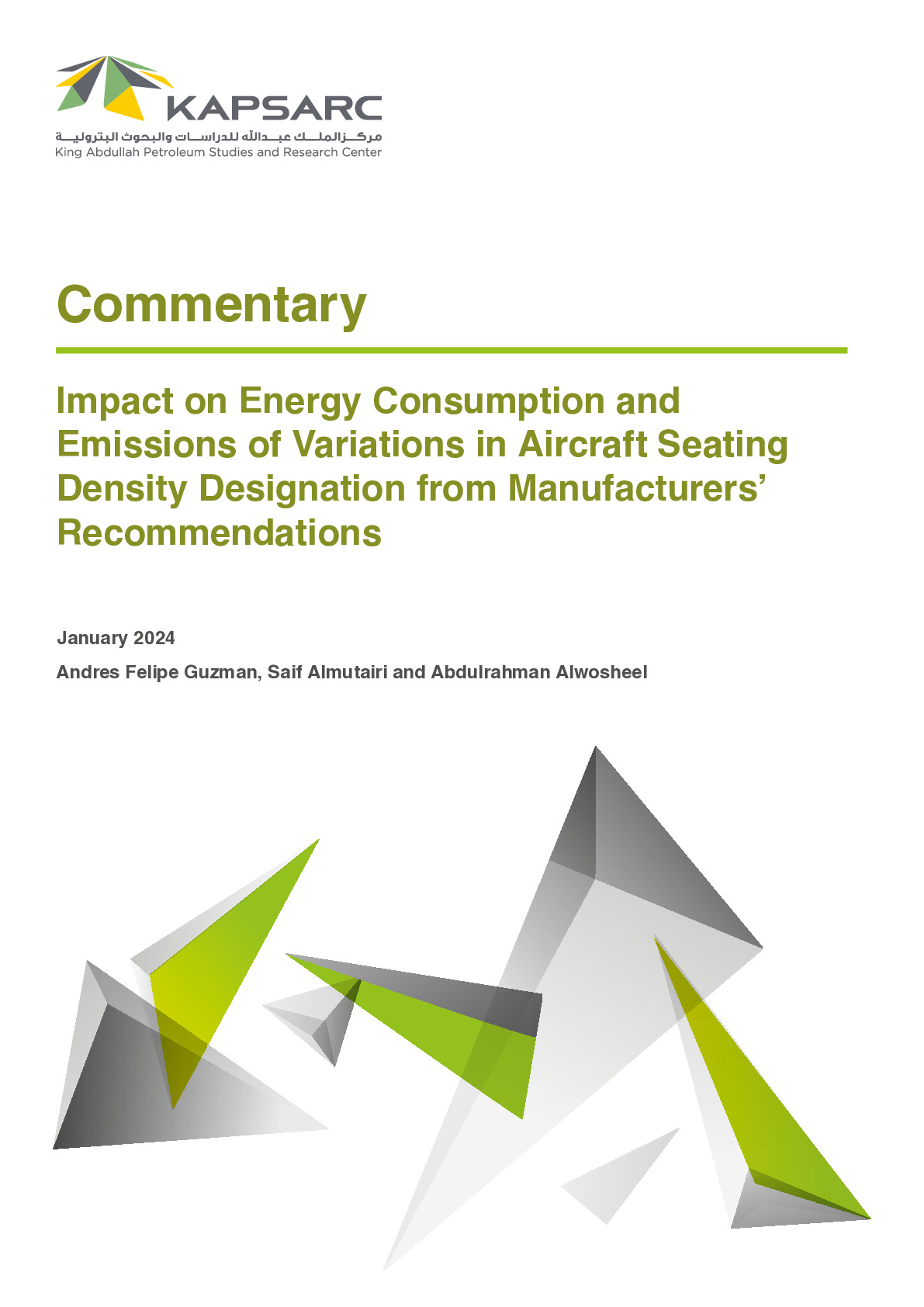 Impact on Energy Consumption and Emissions of Variations in Aircraft Seating Density Designation from Manufacturers’ Recommendations (1)