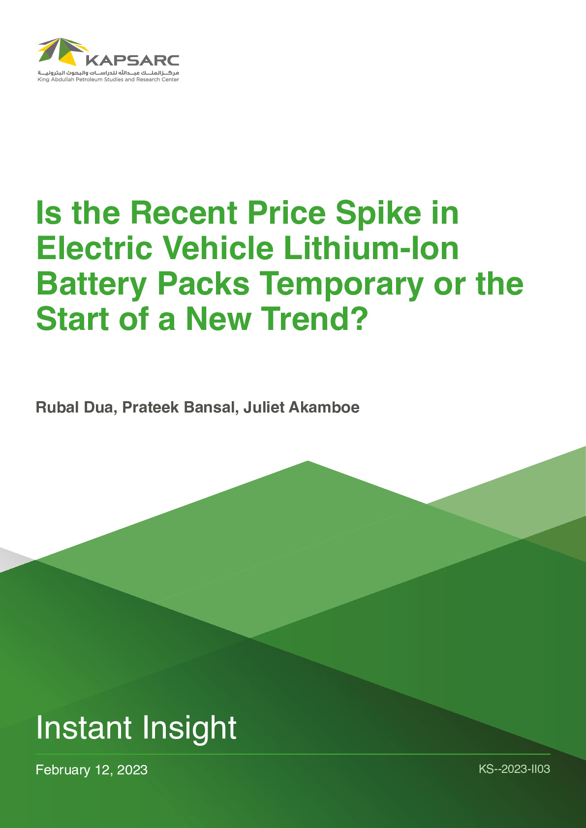 Is the Recent Price Spike in Electric Vehicle Lithium-Ion Battery Packs Temporary or the Start of a New Trend? (1)