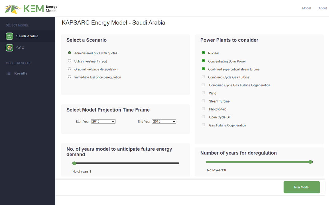 KAPSARC Energy Model for Saudi Arabia