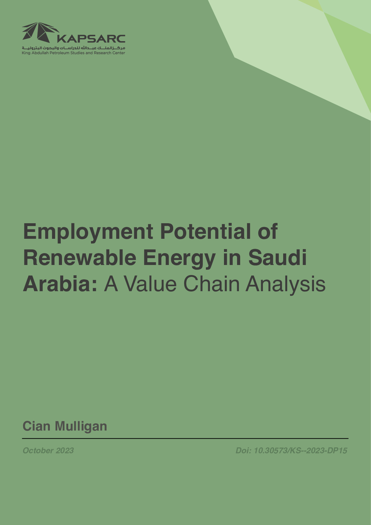 Employment Potential of Renewable Energy in Saudi Arabia: A Value Chain Analysis (1)