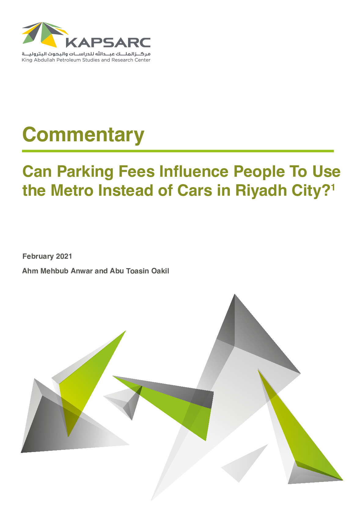 Can Parking Fees Influence People to Use the Metro Instead of Cars in Riyadh City? (1)