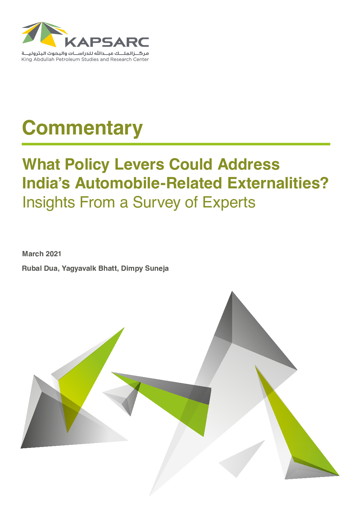 What Policy Levers Could Address Indiaʼs Automobile-Related Externalities? (1)