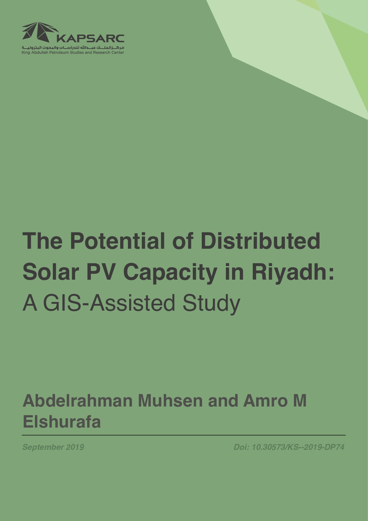 The Potential of Distributed Solar PV Capacity in Riyadh: A GIS-Assisted Study (1)