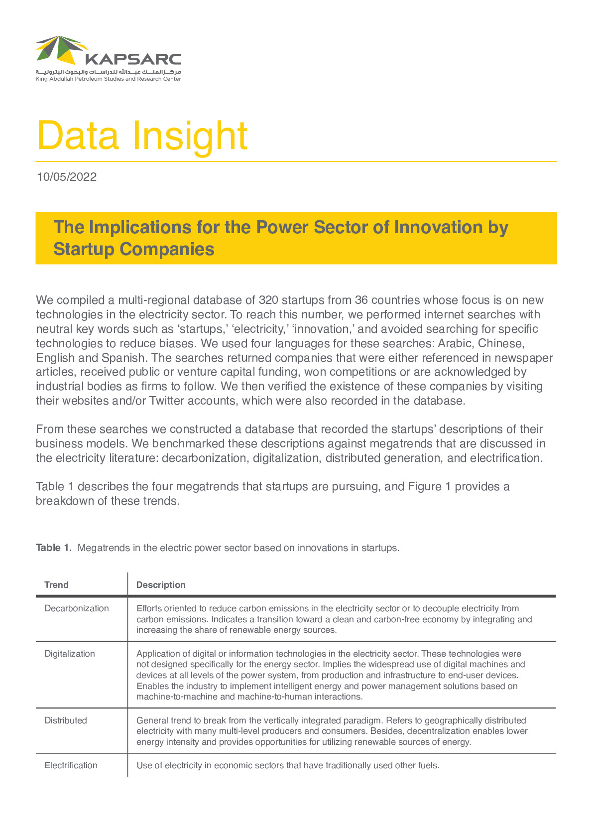 The Implications for the Power Sector from Innovation by Startup Companies (1)